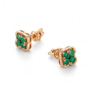 Золотые серьги АЛЬКОР с изумрудом 26139-101 фото