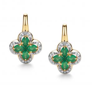 Серьги из лимонного золота АЛЬКОР с бриллиантом и изумрудом 26141-301 фото