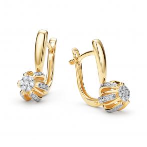 Серьги из лимонного золота АЛЬКОР с бриллиантом 26148-300 фото