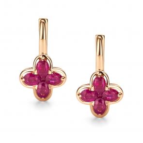 Золотые серьги АЛЬКОР с рубином 26157-103 фото
