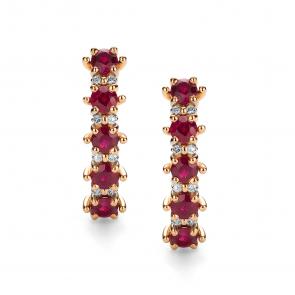 Золотые серьги АЛЬКОР с бриллиантом и рубином 26188-103 фото