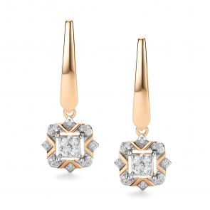 Золотые серьги АЛЬКОР с бриллиантом 26201-100 фото