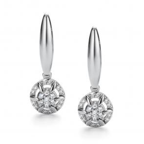 Серьги из белого золота АЛЬКОР с бриллиантом 26202-200 фото