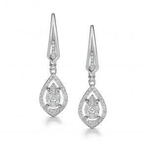 Серьги из белого золота АЛЬКОР с бриллиантом 26203-200 фото