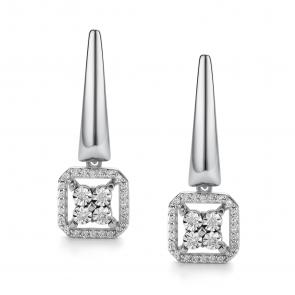 Серьги из белого золота АЛЬКОР с бриллиантом 26205-200 фото