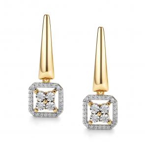 Серьги из лимонного золота АЛЬКОР с бриллиантом 26205-300 фото