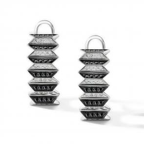 Серьги из белого золота АЛЬКОР с бриллиантом и чёрным бриллиантом 26209-213 фото