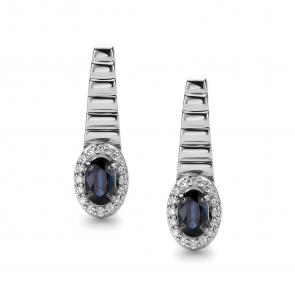 Серьги из белого золота АЛЬКОР с бриллиантом и сапфиром 26223-202 фото