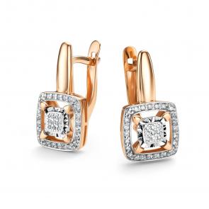 Золотые серьги АЛЬКОР с бриллиантом 26249-100 фото