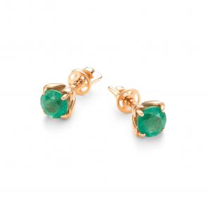 Золотые серьги АЛЬКОР с изумрудом 26256-101 фото