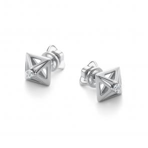 Серьги из белого золота АЛЬКОР с бриллиантом 26261-200 фото