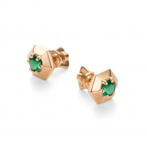 Золотые серьги АЛЬКОР с изумрудом 26262-101 фото