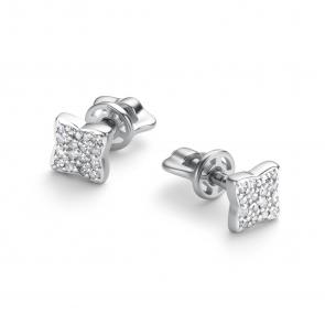 Серьги из белого золота АЛЬКОР с бриллиантом 26265-200 фото