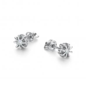 Серьги из белого золота АЛЬКОР с бриллиантом 26281-200 фото