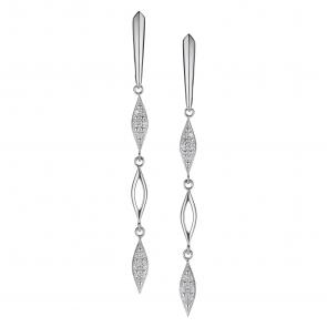 Серьги из белого золота АЛЬКОР с бриллиантом 26282-200 фото