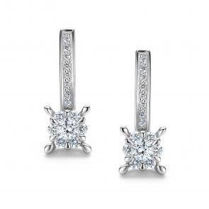 Серьги из белого золота АЛЬКОР с бриллиантом 26287-200 фото