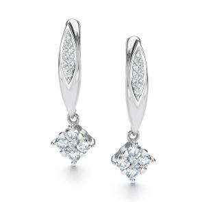 Серьги из белого золота АЛЬКОР с бриллиантом 26288-200 фото