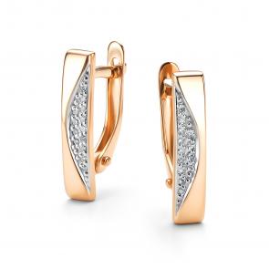 Золотые серьги АЛЬКОР с бриллиантом 26302-100 фото