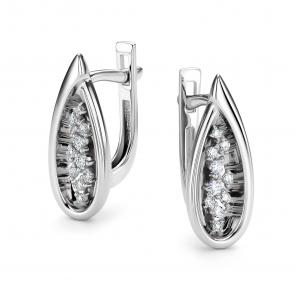 Серьги из белого золота АЛЬКОР с бриллиантом 26312-200 фото