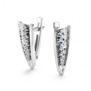 Серьги из белого золота АЛЬКОР с бриллиантом 26313-200 фото