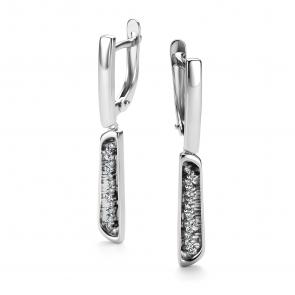 Серьги из белого золота АЛЬКОР с бриллиантом 26317-200 фото