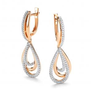 Золотые серьги АЛЬКОР с бриллиантом 26342-100 фото