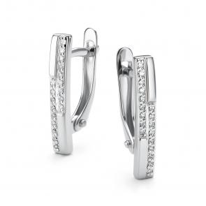 Серьги из белого золота АЛЬКОР с бриллиантом 26355-200 фото