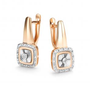 Золотые серьги АЛЬКОР с бриллиантом 26359-100 фото