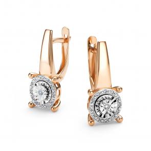 Золотые серьги АЛЬКОР с бриллиантом 26361-100 фото