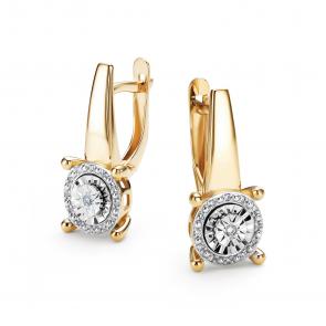 Серьги из лимонного золота АЛЬКОР с бриллиантом 26361-300 фото