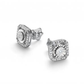 Серьги из белого золота АЛЬКОР с бриллиантом 26363-200 фото