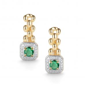 Серьги из лимонного золота АЛЬКОР с бриллиантом и изумрудом 26378-301 фото