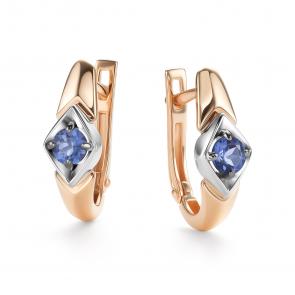 Золотые серьги АЛЬКОР с танзанитом 26414-104 фото