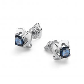 Серьги из белого золота АЛЬКОР с сапфиром 26415-202 фото