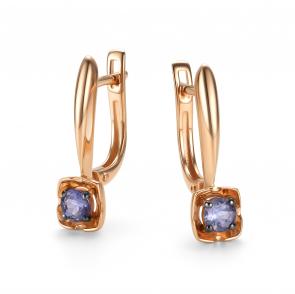 Золотые серьги АЛЬКОР с танзанитом 26416-104 фото
