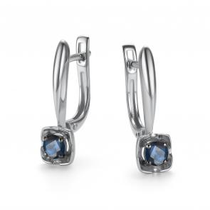 Серьги из белого золота АЛЬКОР с сапфиром 26416-202 фото