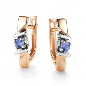 Золотые серьги АЛЬКОР с танзанитом 26418-104 фото