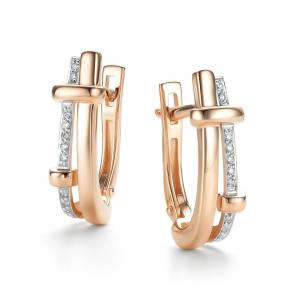 Золотые серьги АЛЬКОР с бриллиантом 26419-100 фото