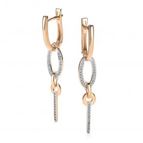 Золотые серьги АЛЬКОР с бриллиантом 26420-100 фото