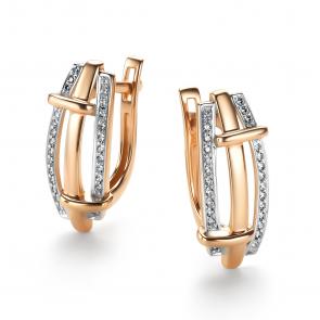 Золотые серьги АЛЬКОР с бриллиантом 26421-100 фото