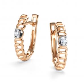 Золотые серьги АЛЬКОР с бриллиантом 26422-100 фото