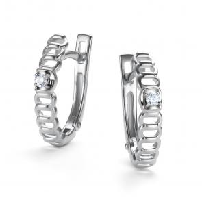 Серьги из белого золота АЛЬКОР с бриллиантом 26422-200 фото