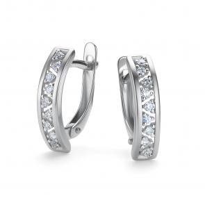 Серьги из белого золота АЛЬКОР с бриллиантом 26441-200 фото