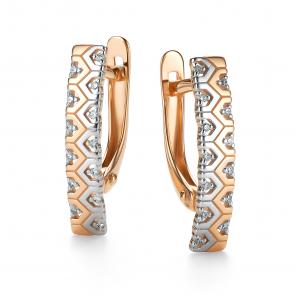 Золотые серьги АЛЬКОР с бриллиантом 26442-100 фото