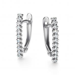 Серьги из белого золота АЛЬКОР с бриллиантом 26443-200 фото