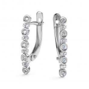 Серьги из белого золота АЛЬКОР с бриллиантом 26444-200 фото