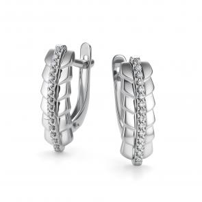 Серьги из белого золота АЛЬКОР с бриллиантом 26445-200 фото