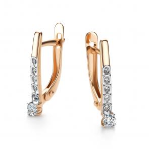 Золотые серьги АЛЬКОР с бриллиантом 26465-100 фото