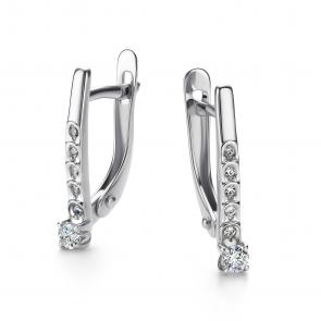 Серьги из белого золота АЛЬКОР с бриллиантом 26465-200 фото