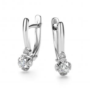Серьги из белого золота АЛЬКОР с бриллиантом 26467-200 фото